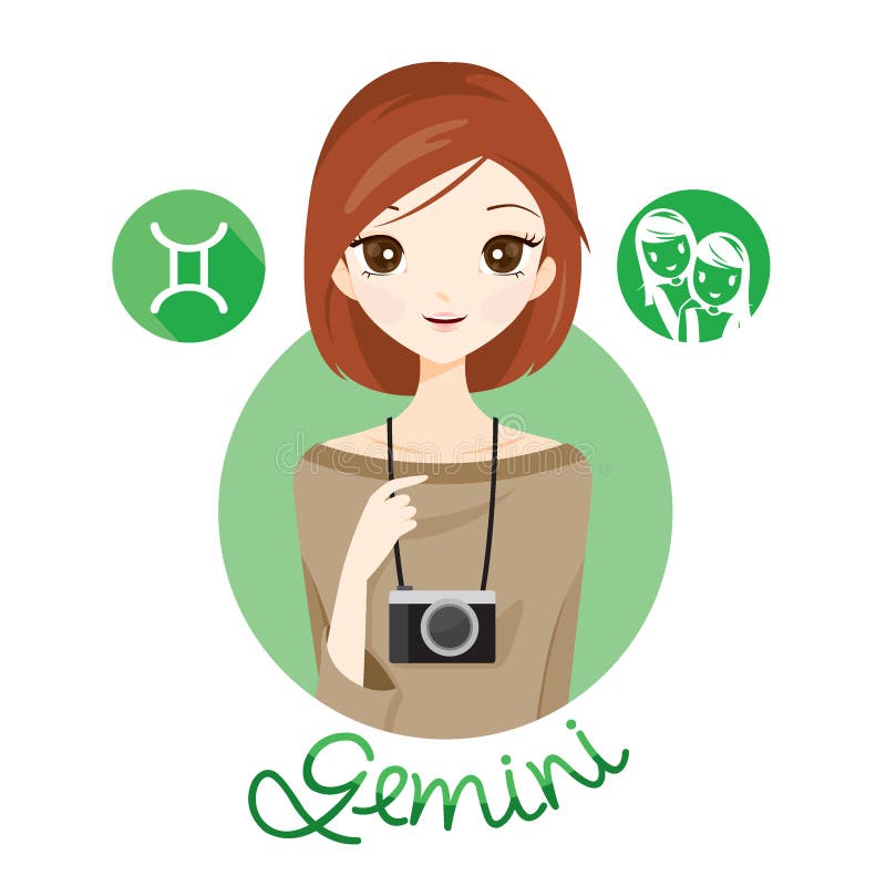 Download Woman With Gemini Zodiac Sign Stock Vector - Illustration of expression, human: 82385511