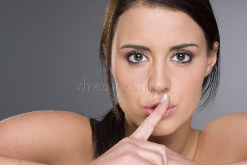 Woman Gesturing Shhh Be Quiet Big Eyes Stock Photos Free & Royalty