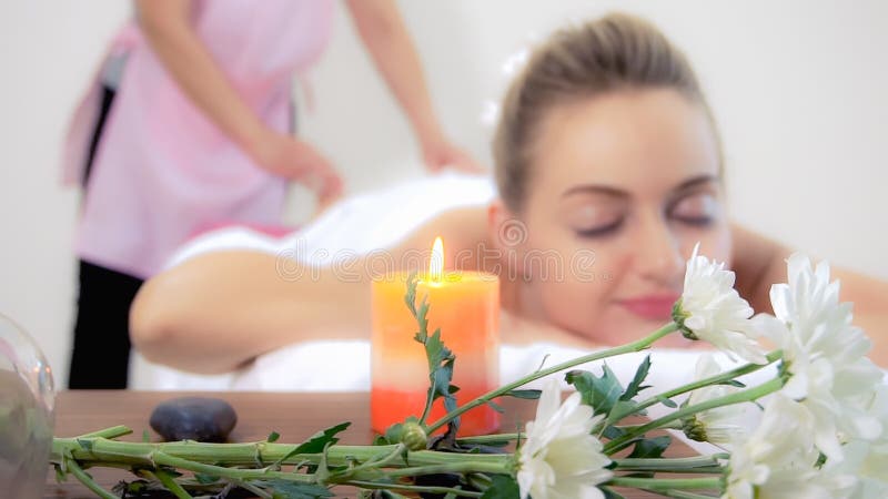Woman Gets Back Massage Spa By Massage Therapist Stock Image Image Of Back Skin 212262913