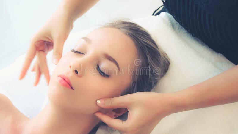Woman Gets Facial And Head Massage In Luxury Spa Stock Image Image Of Female Facial 199469565