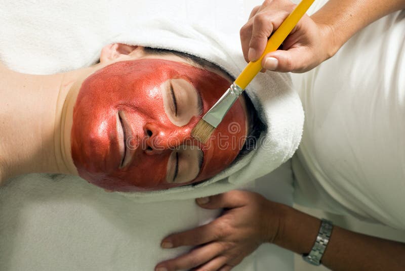 Woman Getting Facial Mask - Horizontal, Close-u