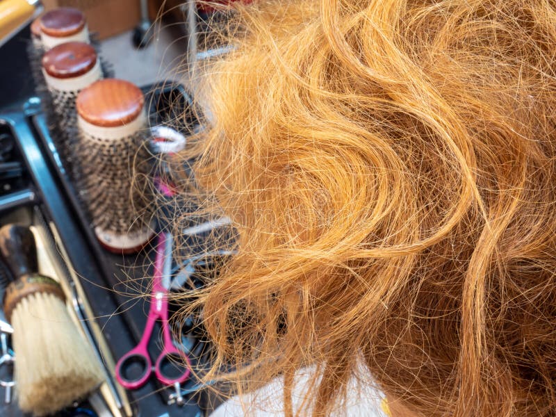 Woman getting her hair done in a hair salon royalty free stock photos