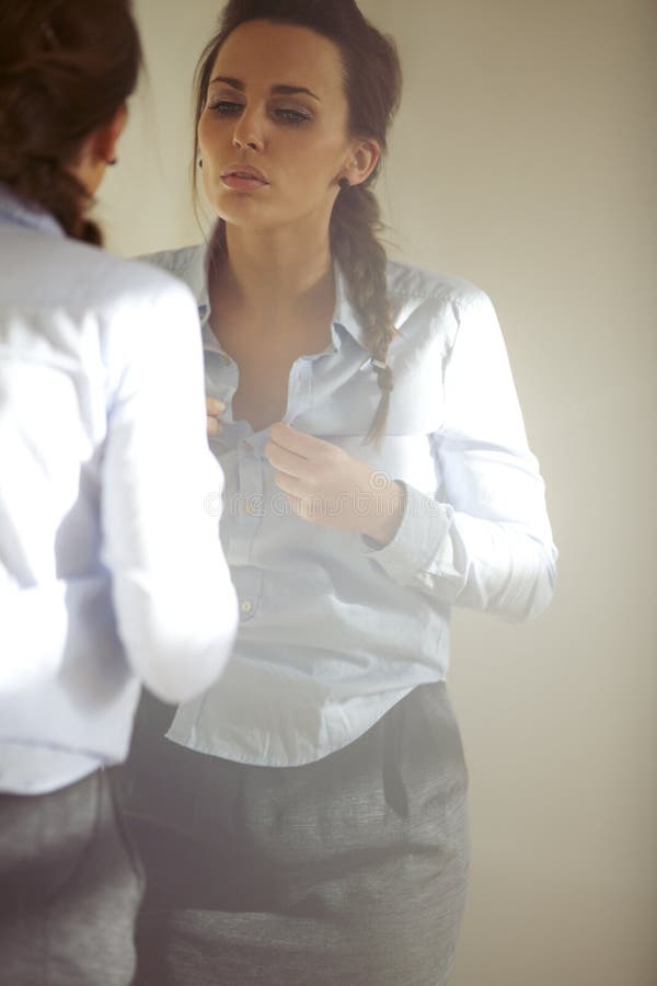 Woman getting ready for work