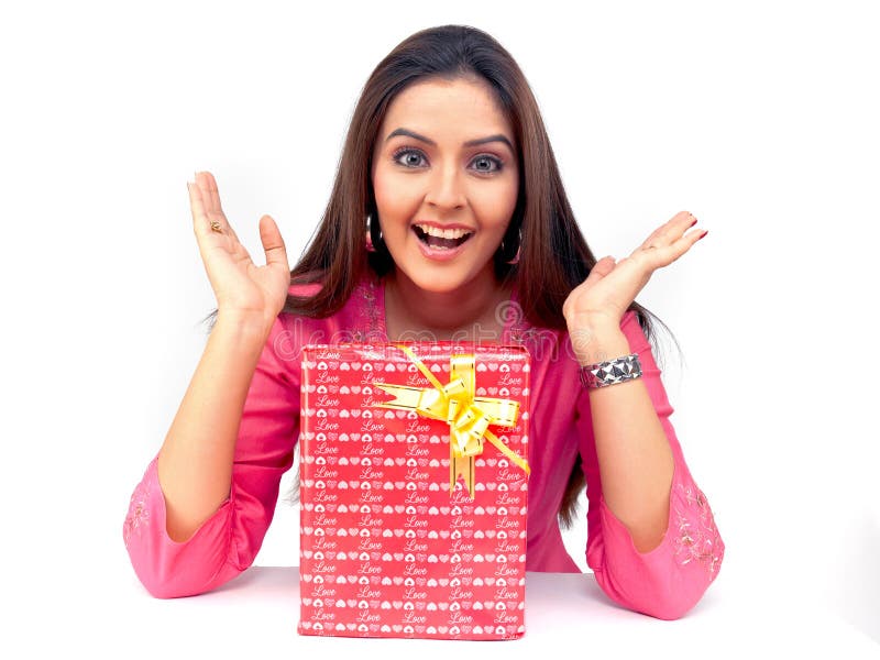 Woman with a gift box