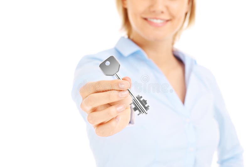 Woman giving key