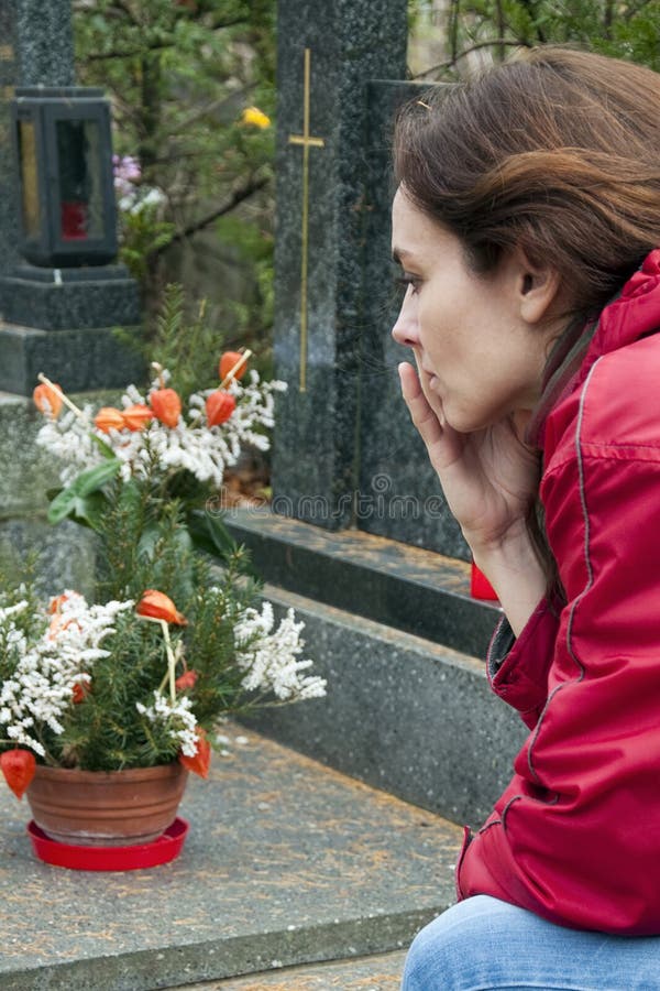 Woman at grave