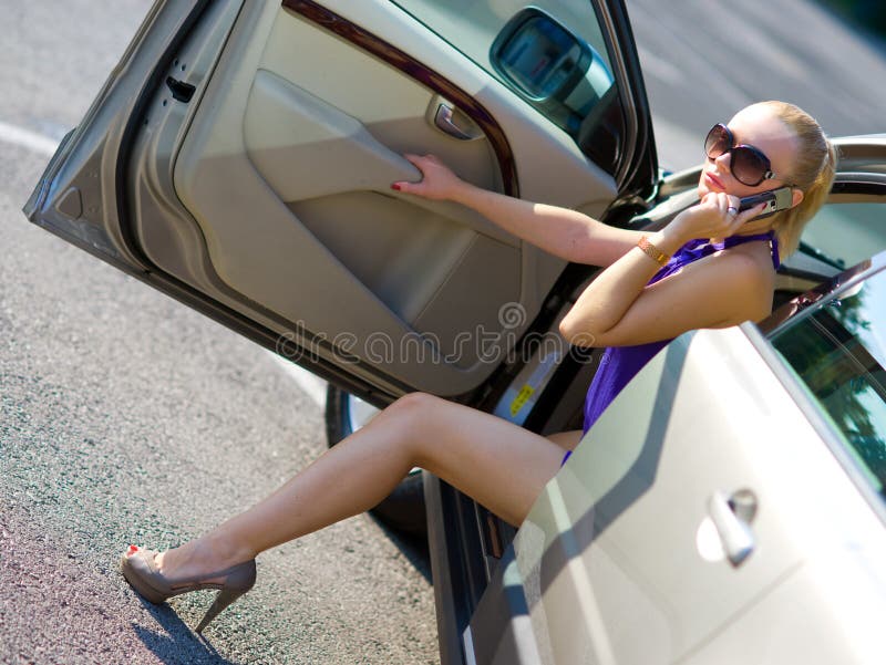Woman with Great Legs Exit the Car Stock Image Image of legs, female