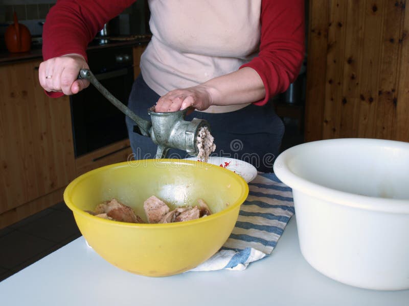 Meat grinding stock photo. Image of kitchen, meat, woman 30313296