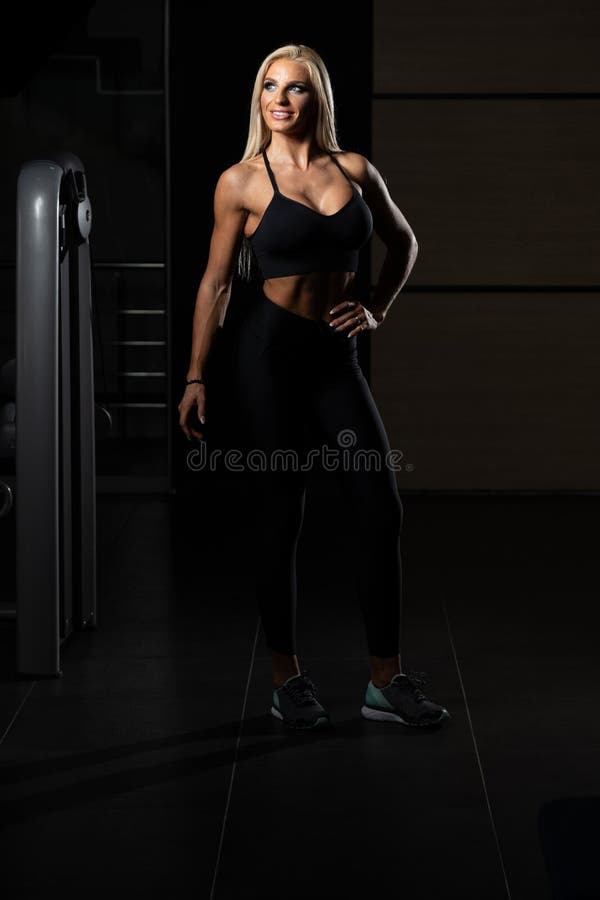 Woman In Gym Showing Her Well Trained Body Stock Image Image Of