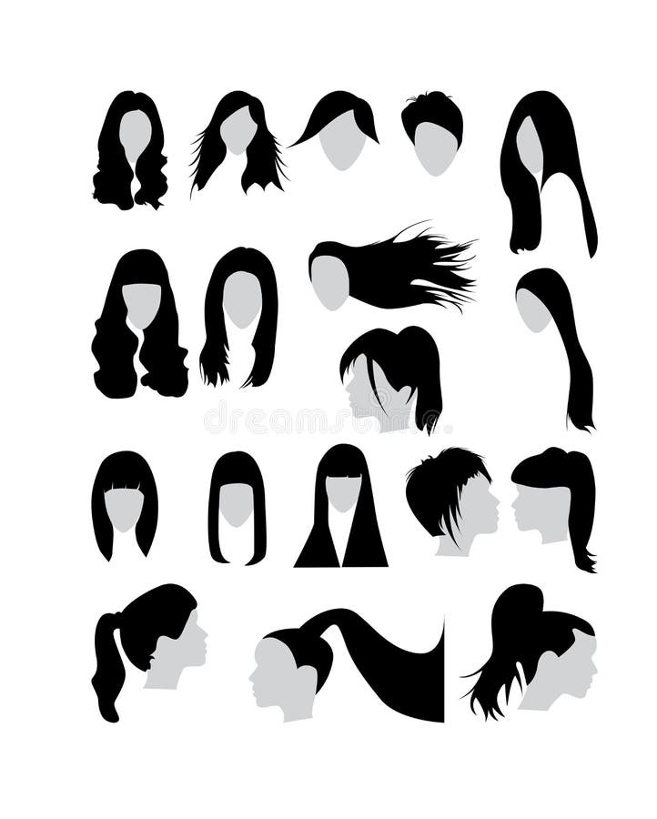 Woman hair vector set stock vector. Illustration of portrait - 64487476