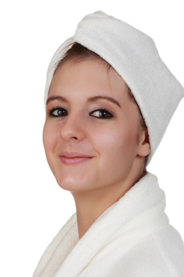 Woman with hair wrap towel stock image. Image of female 17655451