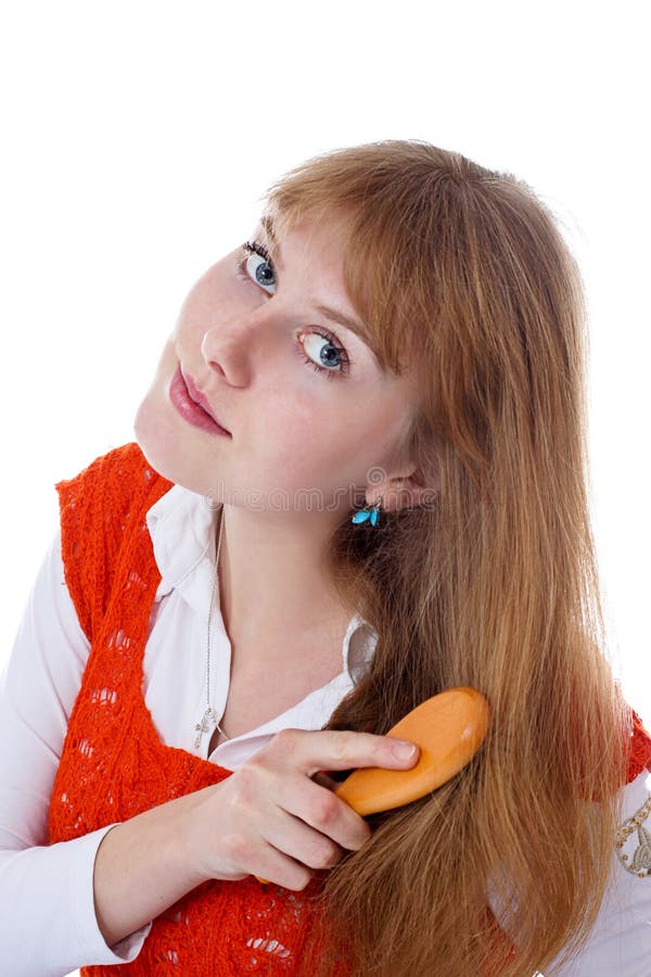 Woman with hairbrush