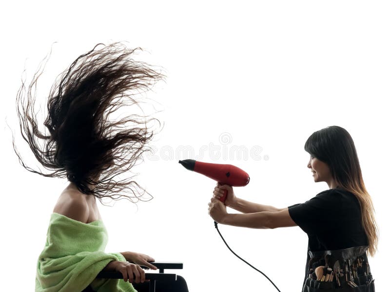 Woman and hairdresser silhouette