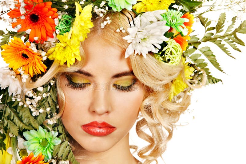 Woman with make up and flower. stock image Woman with make up and flower. stock image