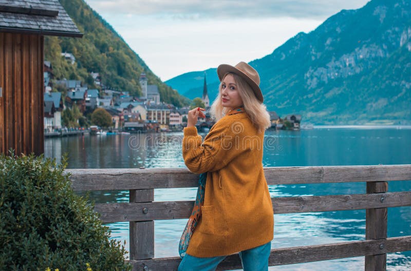 Woman in Hallstatt Town, Austria, Outdoor Portrait Stock Photo - Image ...