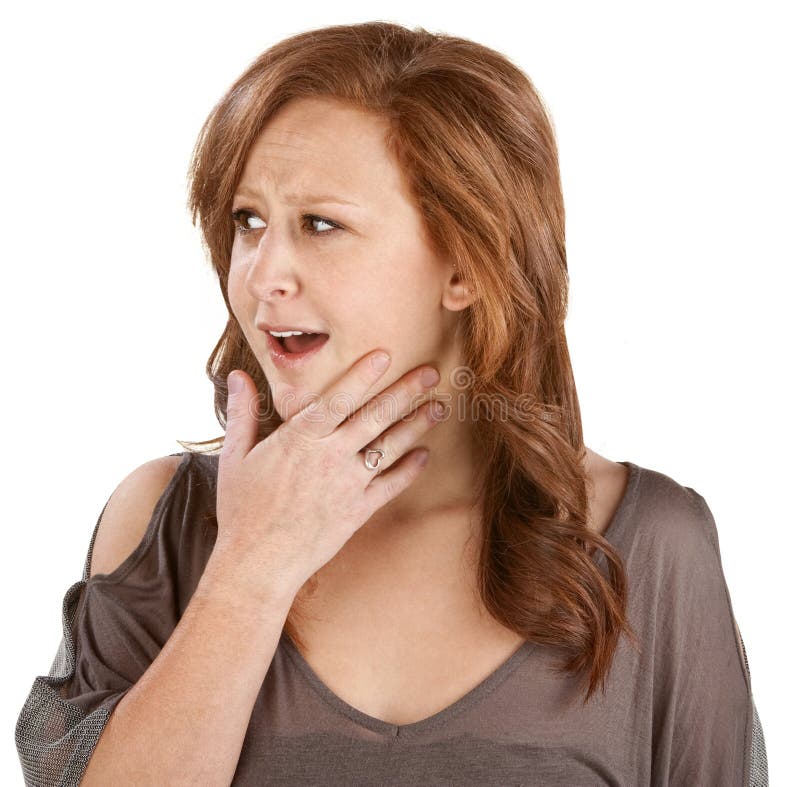 Woman with Hand on Chin stock photo. Image of astonished - 26222082