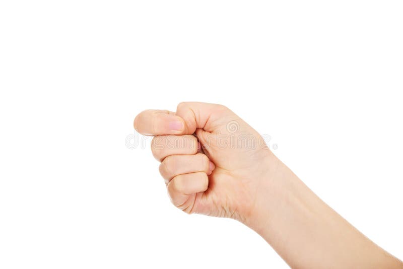 Woman hand with clenched a fist stock photo