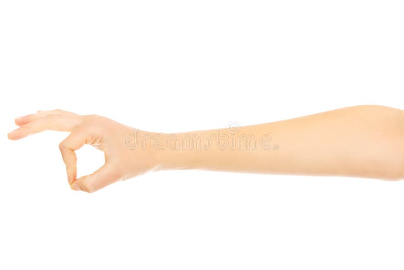Woman hand gesturing OK sign stock images