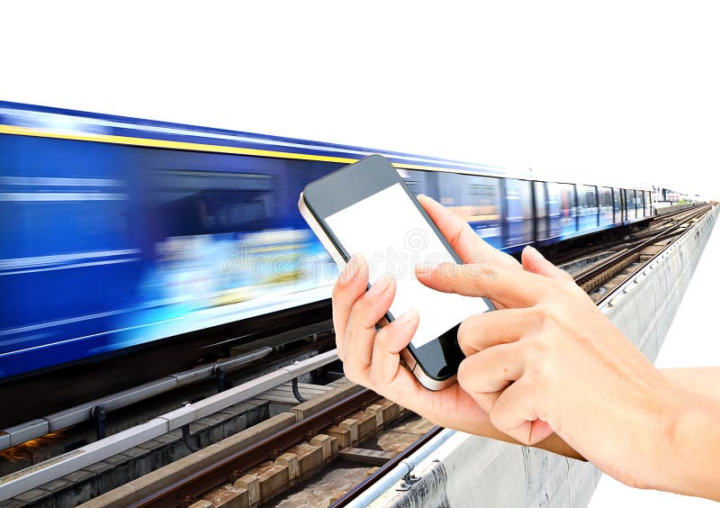 Woman hand hold and touch screen on smartphone or cell phone on