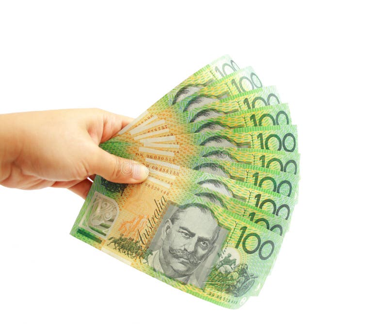 Woman hand holding Australian dollars