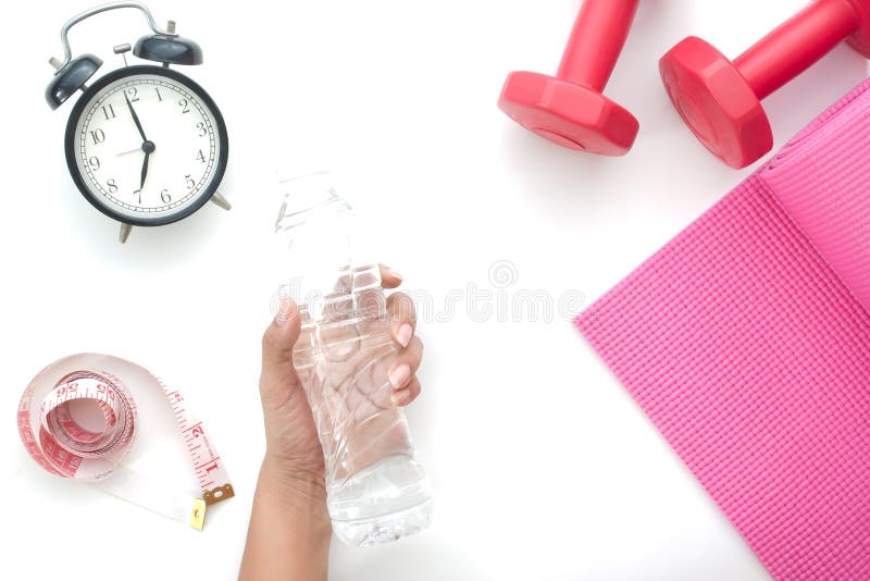 Woman hand holding bottle of water, Healthy and diet concept isolated on white stock photos Woman hand holding bottle of water, Healthy and diet concept isolated on white stock photos