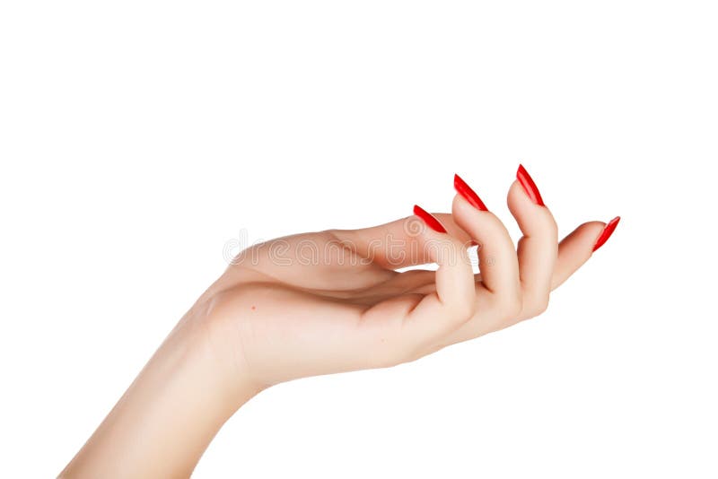 Woman hand with red nails manicure stock image