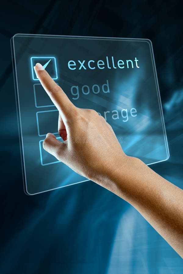 Woman hand on screen