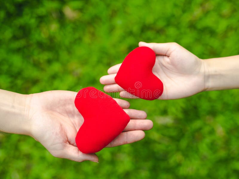 Woman Hand Send Red Heart To the Man and Man Hand Send Red Heart the Girl.  Exchange Hearts, Love, Couple, Valentine`s Day Concept Stock Image - Image  of body, beloved: 136178329