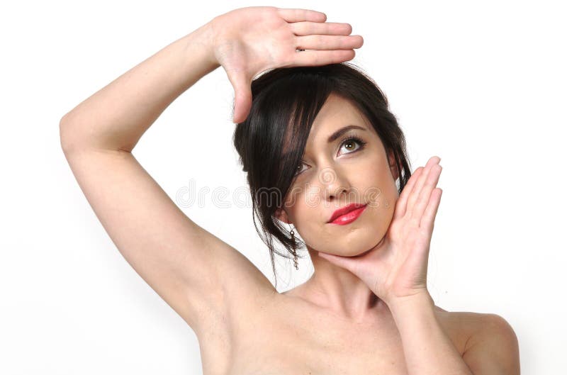 Woman hands framing face royalty free stock photos Woman hands framing face royalty free stock photos