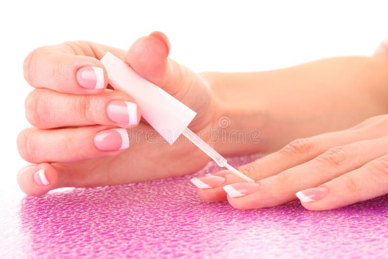Woman hands with french manicure royalty free stock photography Woman hands with french manicure royalty free stock photography
