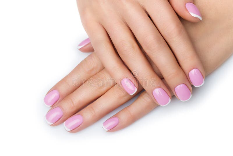 Woman hands with french manicure royalty free stock photography Woman hands with french manicure royalty free stock photography