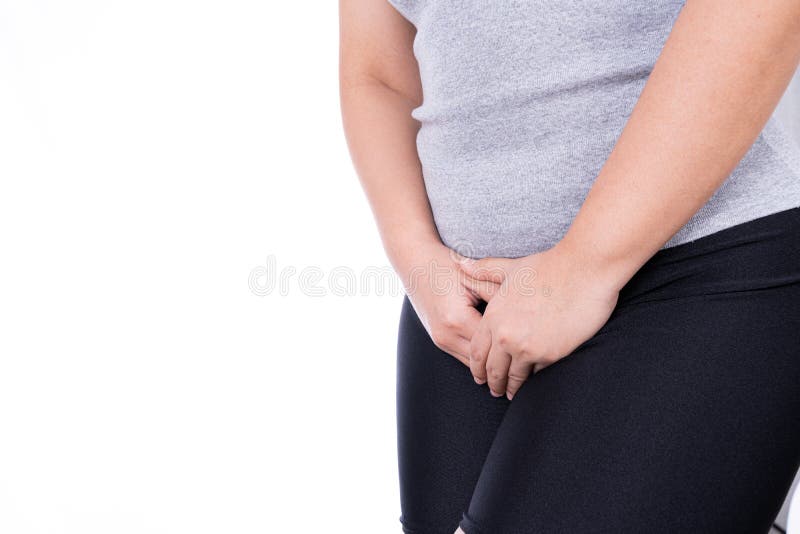 Young Sick Woman With Hands Holding Pressing Her Crotch Lower Abdomen Stock  Photo - Download Image Now - iStock