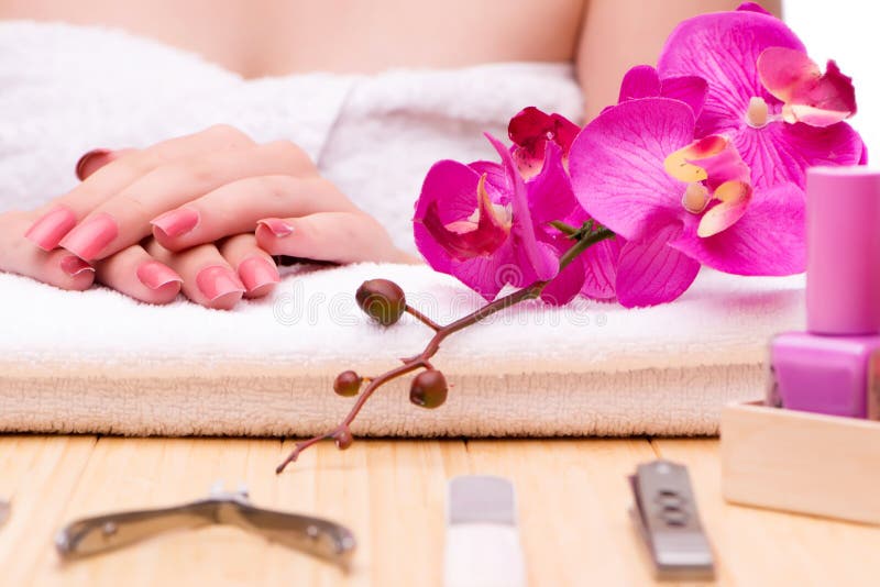 The Woman Hands during Manicure Session Stock Image - Image of ...