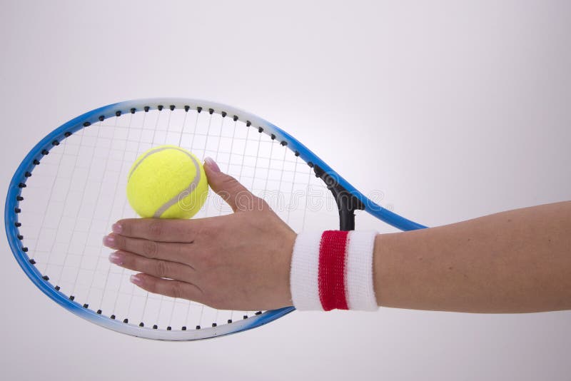 Woman Hands with Tennis Racket Stock Photo Image of nwoman, band 81280430