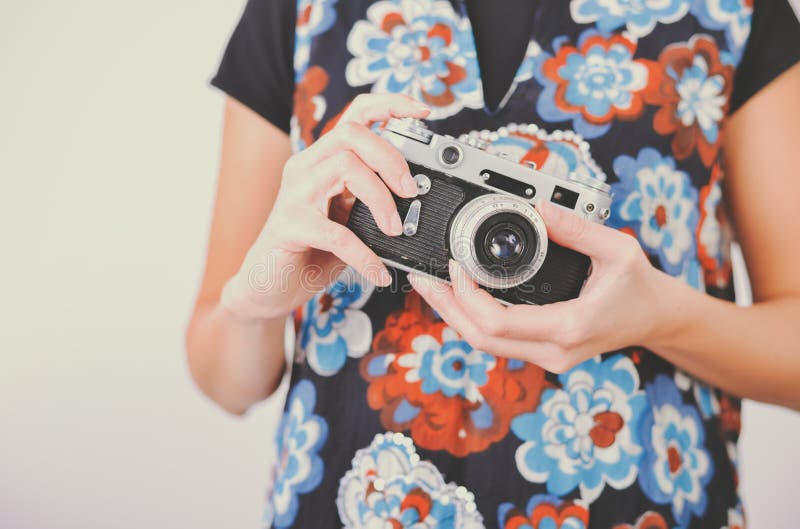 Woman Hands with Vintage Photo Camera Stock Image - Image of analog ...