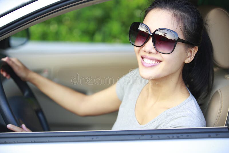 Woman happy driving stock photos Woman happy driving stock photos