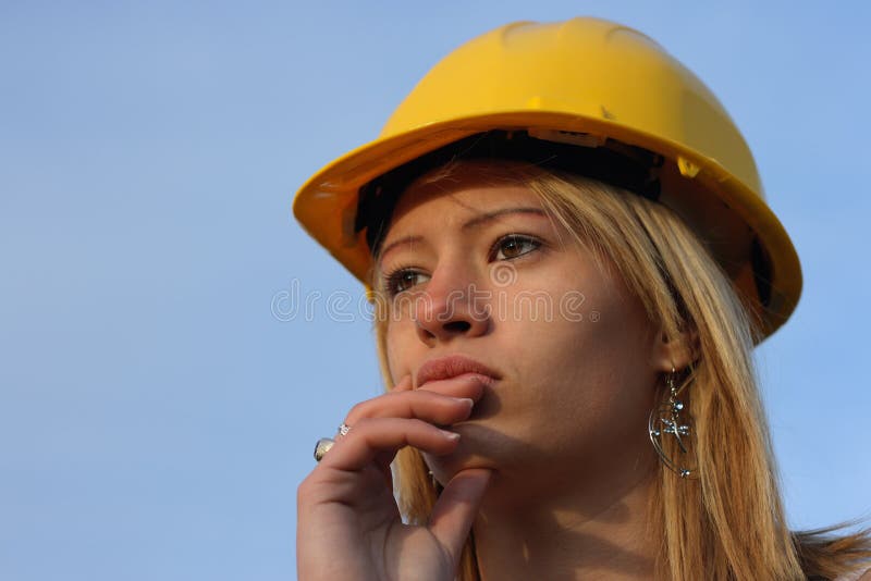 Woman in a hard hat. stock photo. Image of corporate, manager 4037020