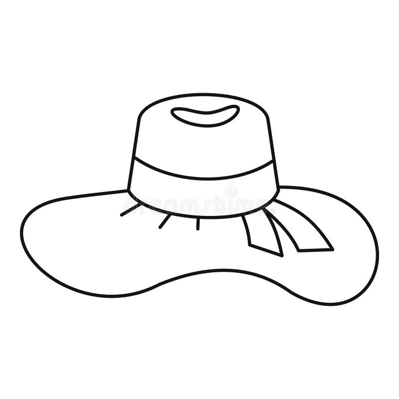 Woman Hat Icon, Outline Style Stock Vector - Illustration of thin ...