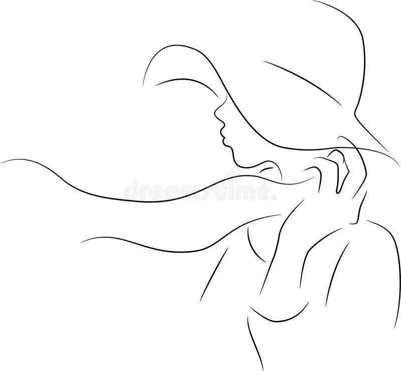 A woman with a hat stock illustration