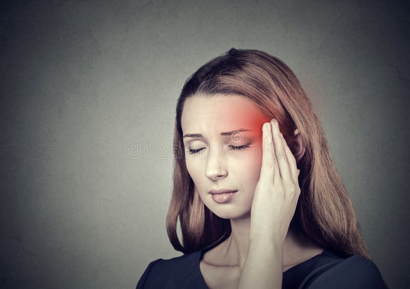Woman having headache, migraine