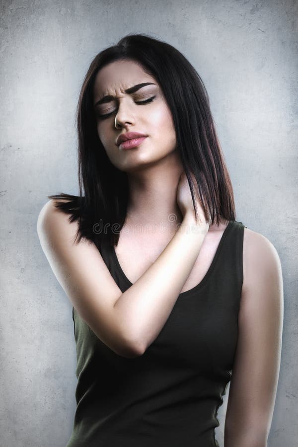 Woman having neck pain stock photo. Image of caucasian 71973606