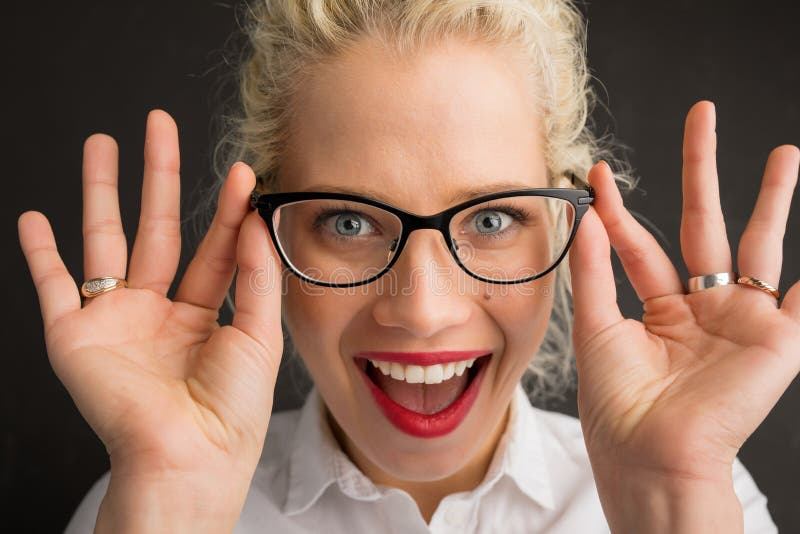 Woman having new glasses stock image Woman having new glasses stock image