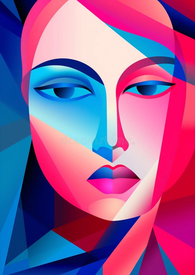 Woman Cubism Portrait Sport Abstract Poster Modern Face Cubist Fashion ...