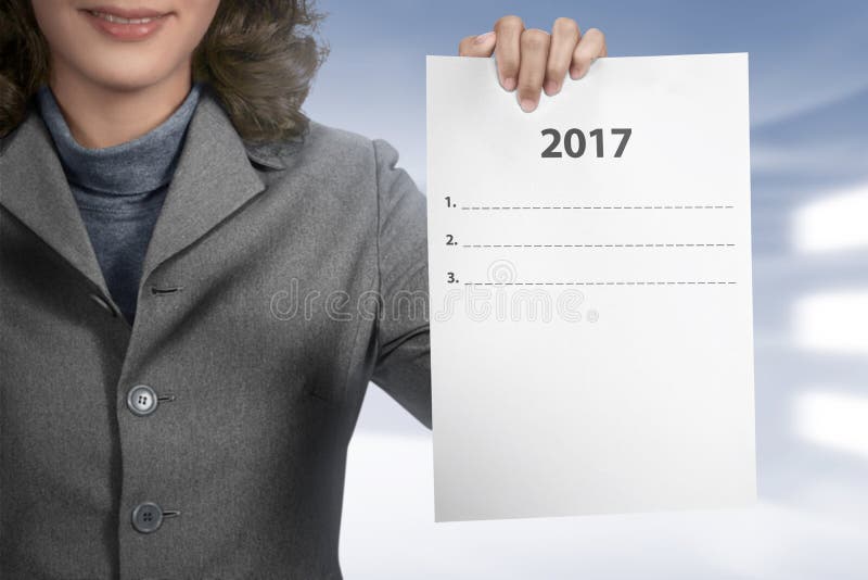 Woman Hold 2017 To Do List