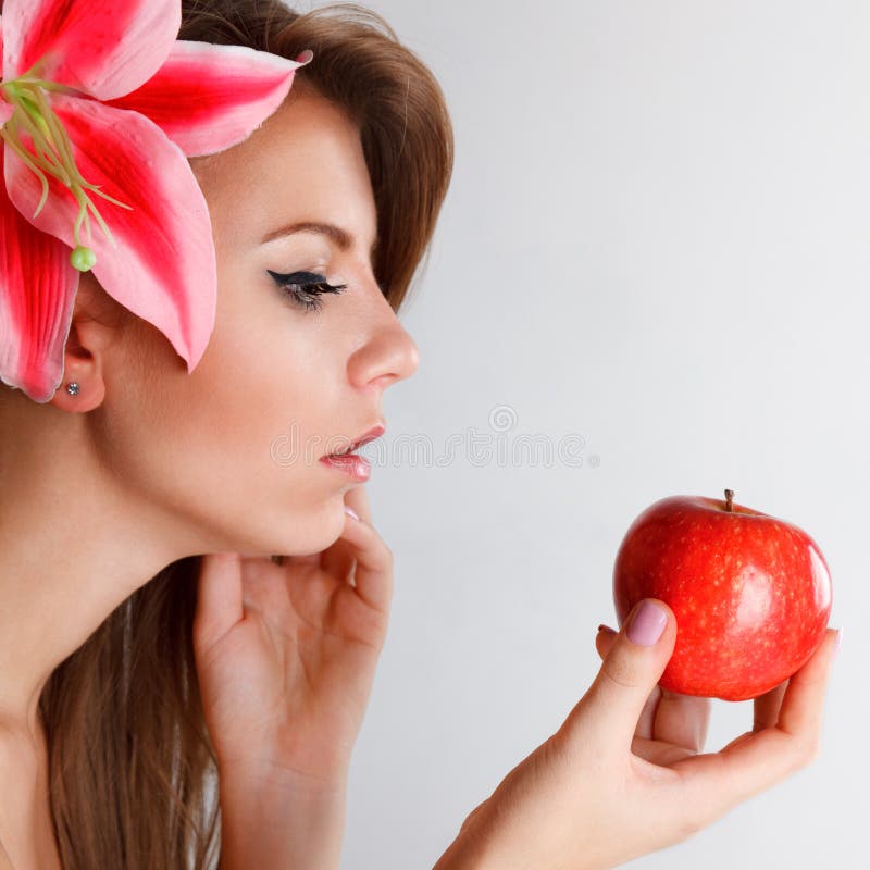 Woman holding apple stock photo. Image of person, hold 23524394