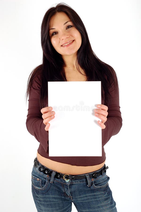 Woman holding a banner