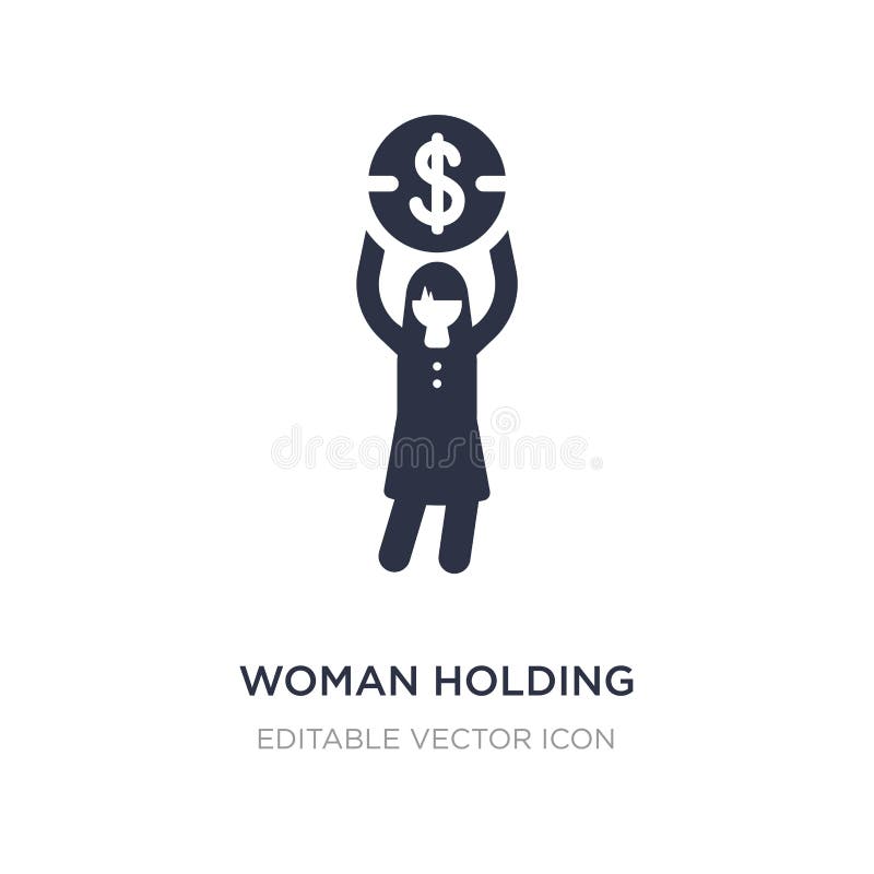 woman holding big coin icon on white background. Simple element illustration from Business concept vector illustration woman holding big coin icon on white background. Simple element illustration from Business concept vector illustration