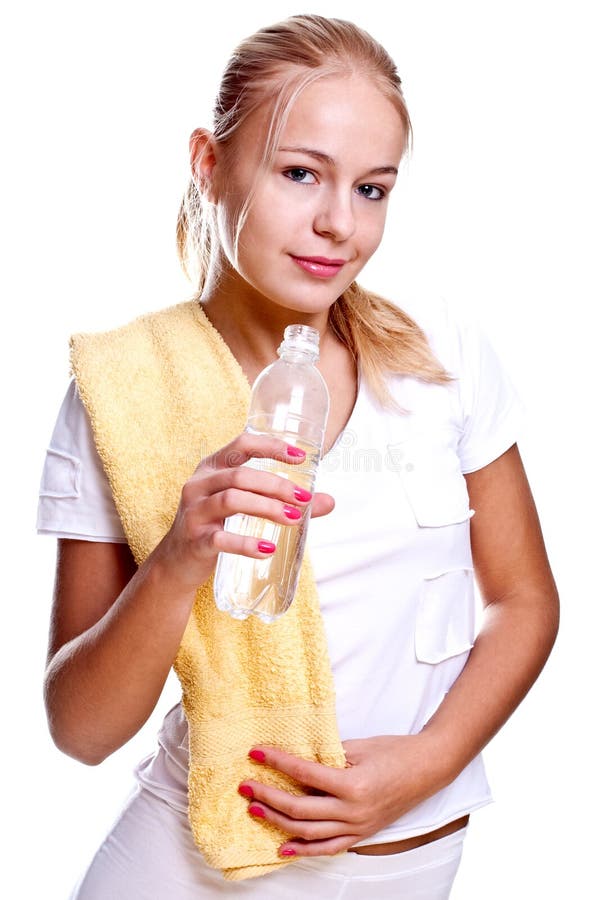 Woman Holding a Bottle of Water Stock Photo Image of human, bottle