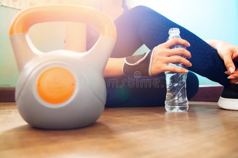 Fitness Woman with Water Bottle at Gym Stock Image - Image of hand, human:  59349629