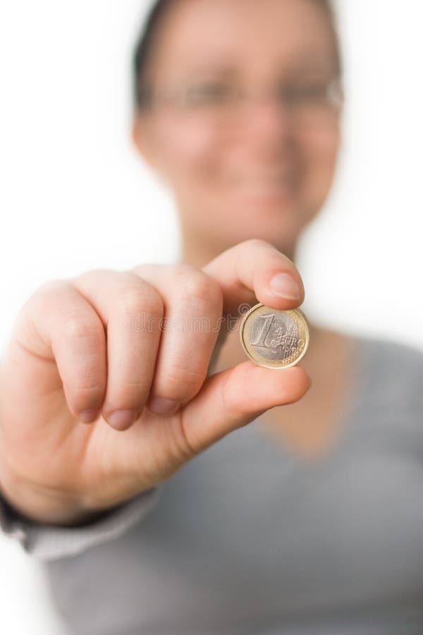 Woman holding coin stock image. Image of concept, metal 17759291